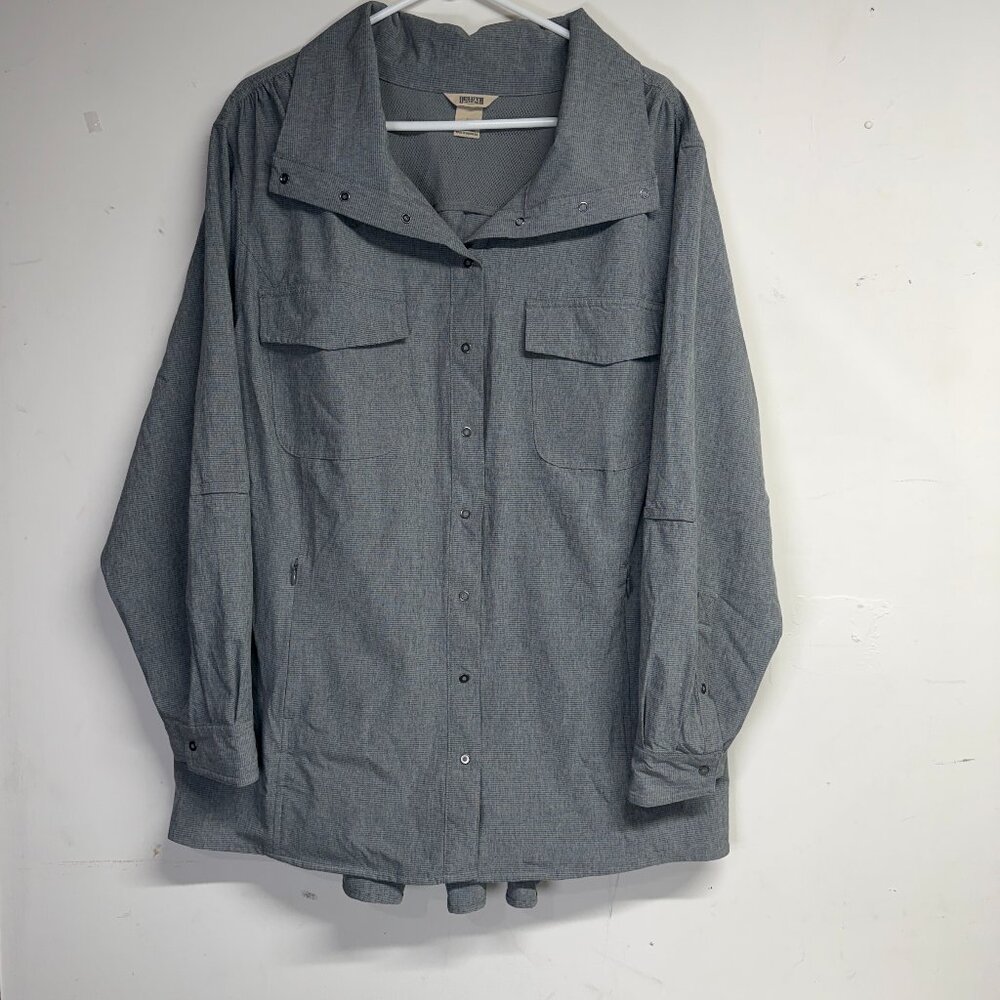 Duluth Trading Women's 3X Survivor Sun Protection Shirt Jacket Gray Snap #45717